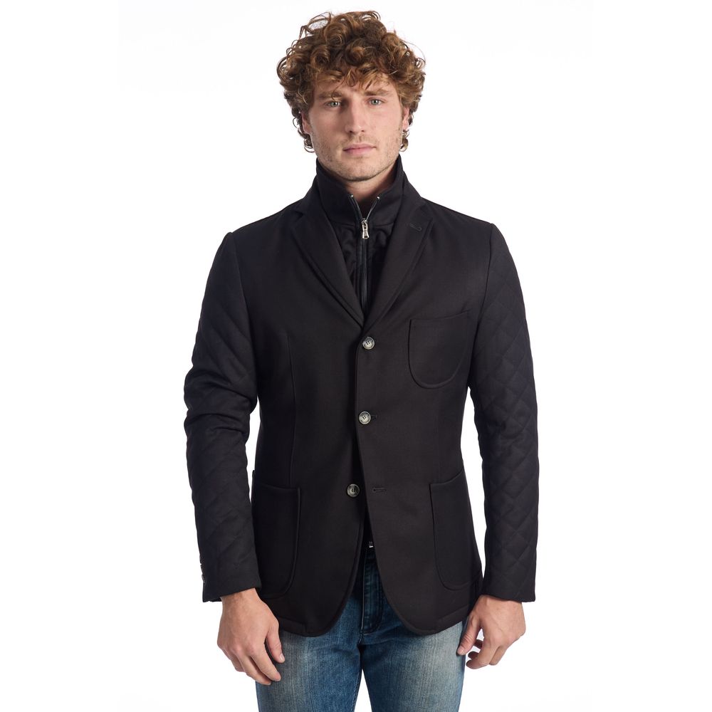 Roberto Pepe Black Wool Jacket for Elevated Style