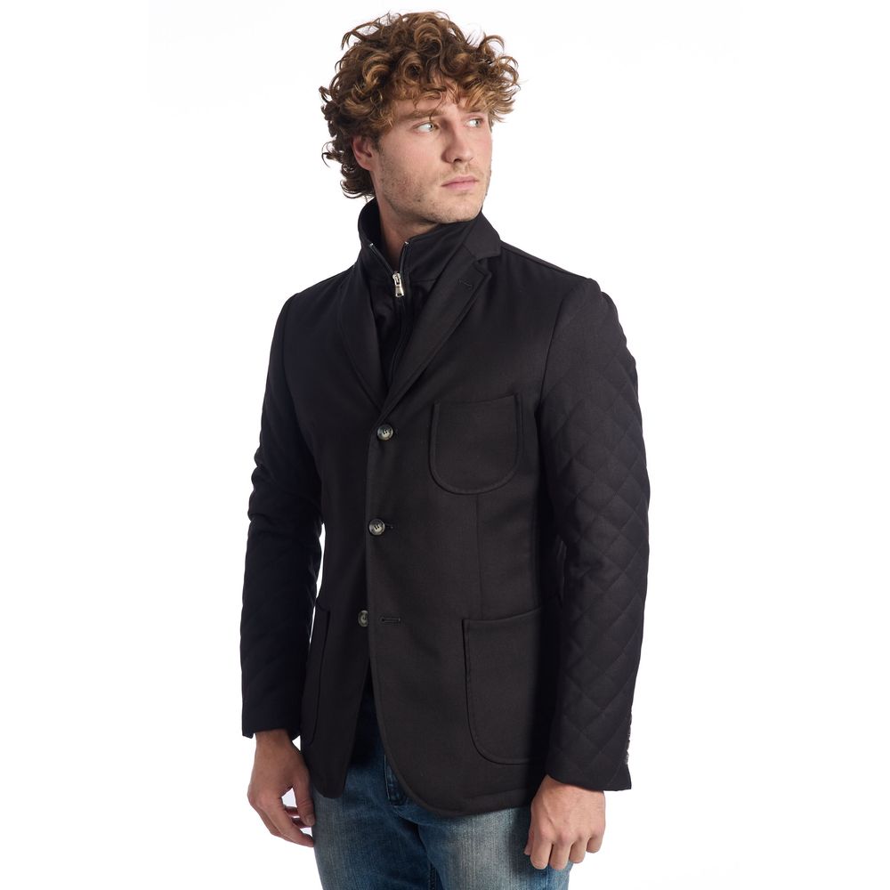 Roberto Pepe Black Wool Jacket for Elevated Style