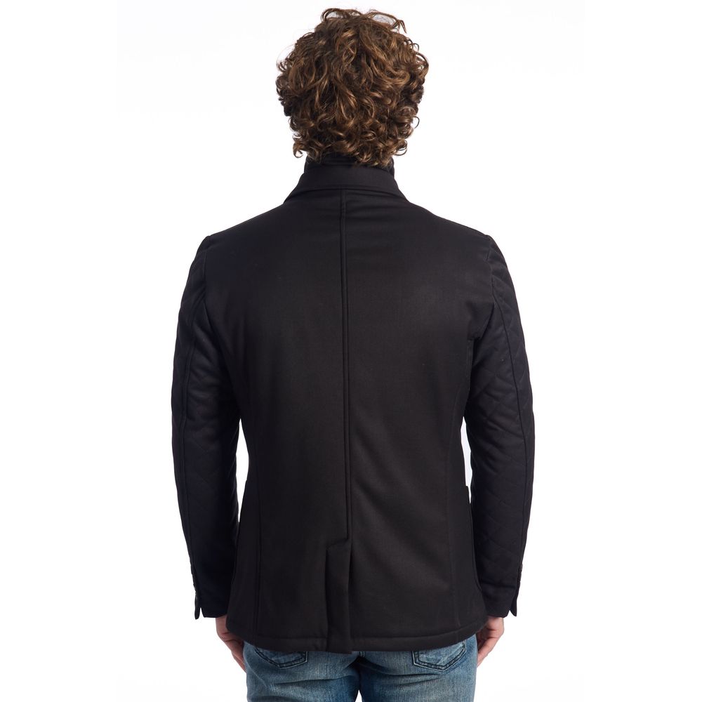 Roberto Pepe Black Wool Jacket for Elevated Style