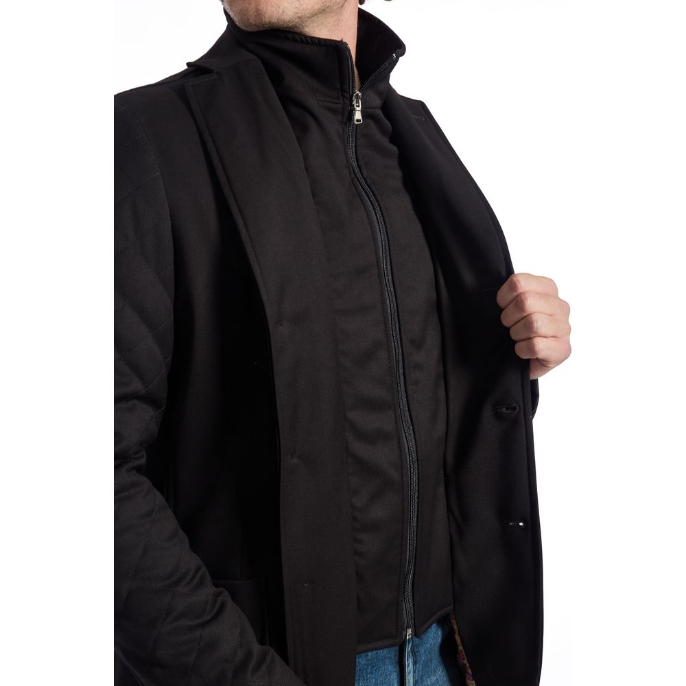 Roberto Pepe Black Wool Jacket for Elevated Style