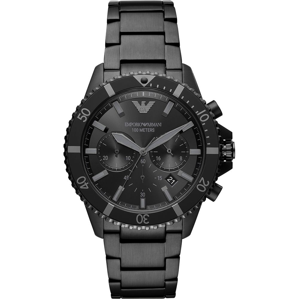 Armani Black Stainless Steel Watch for Timeless Elegance