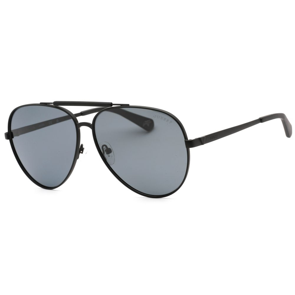 Guess Black Metal Sunglasses with Polarized Grey Lenses