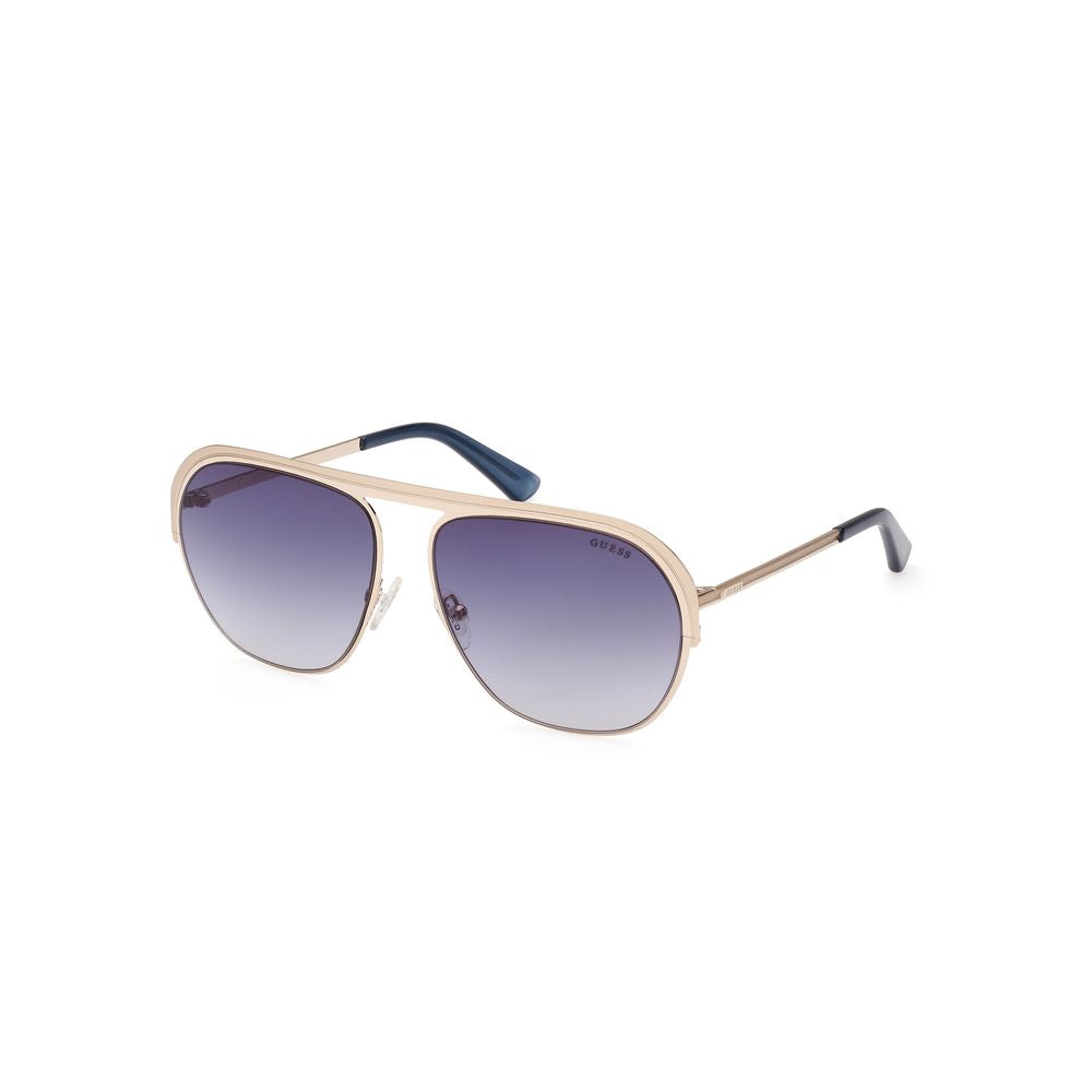 Guess Gold Metal Sunglasses with Chic Degraded Blue Lens