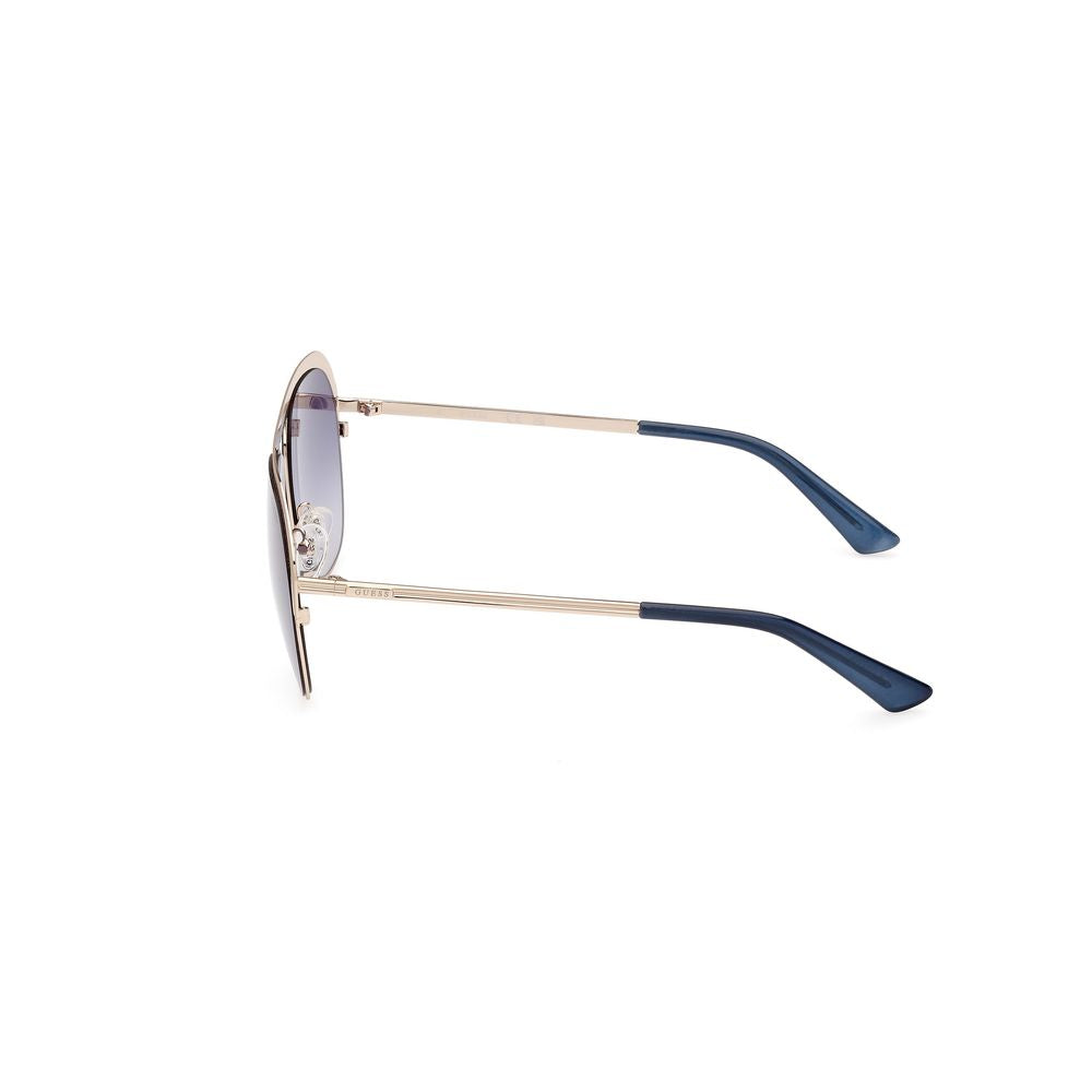 Guess Gold Metal Sunglasses with Chic Degraded Blue Lens