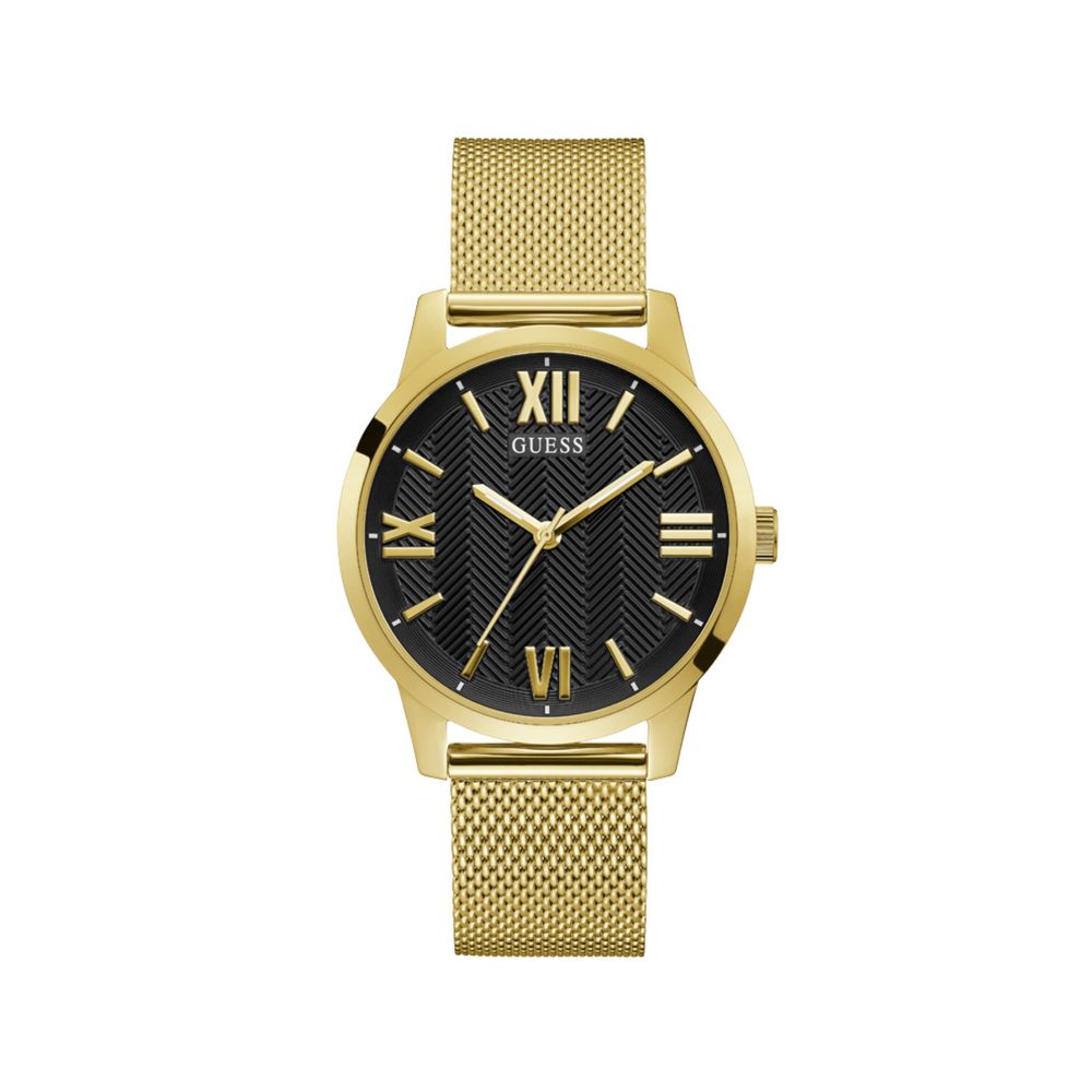 Guess Gold Stainless Steel Watch with Elegant Black Dial