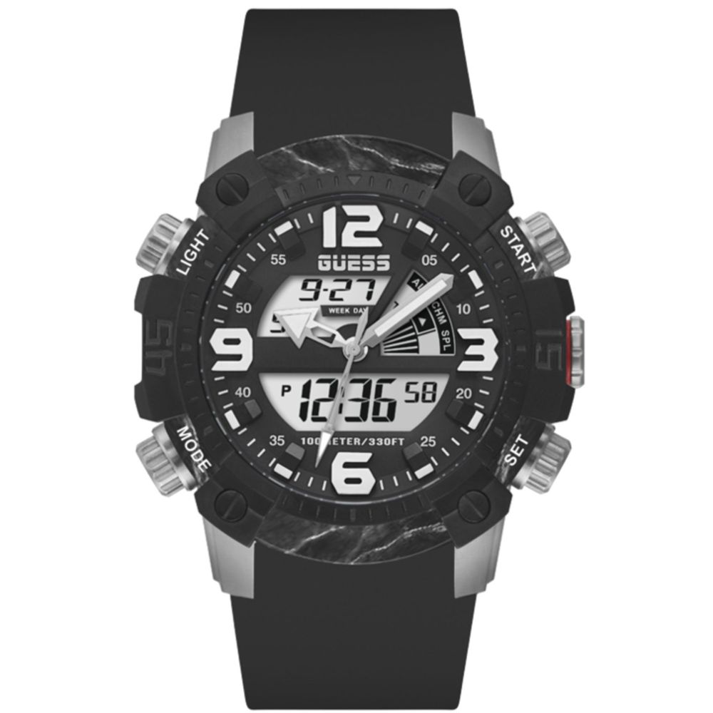 Guess Black Silicone Watch - Elevated Timepiece of Elegance