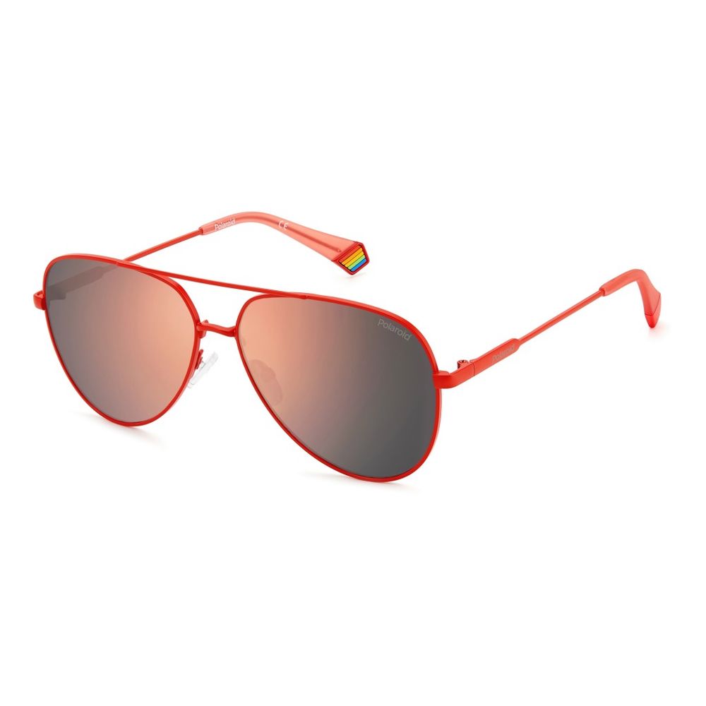 Polaroid Red Metal Sunglasses With Polarized Lenses