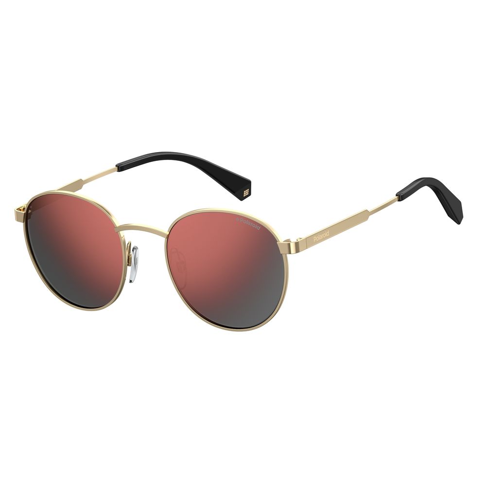 Polaroid Gold Metal Sunglasses Red Mirror Lenses