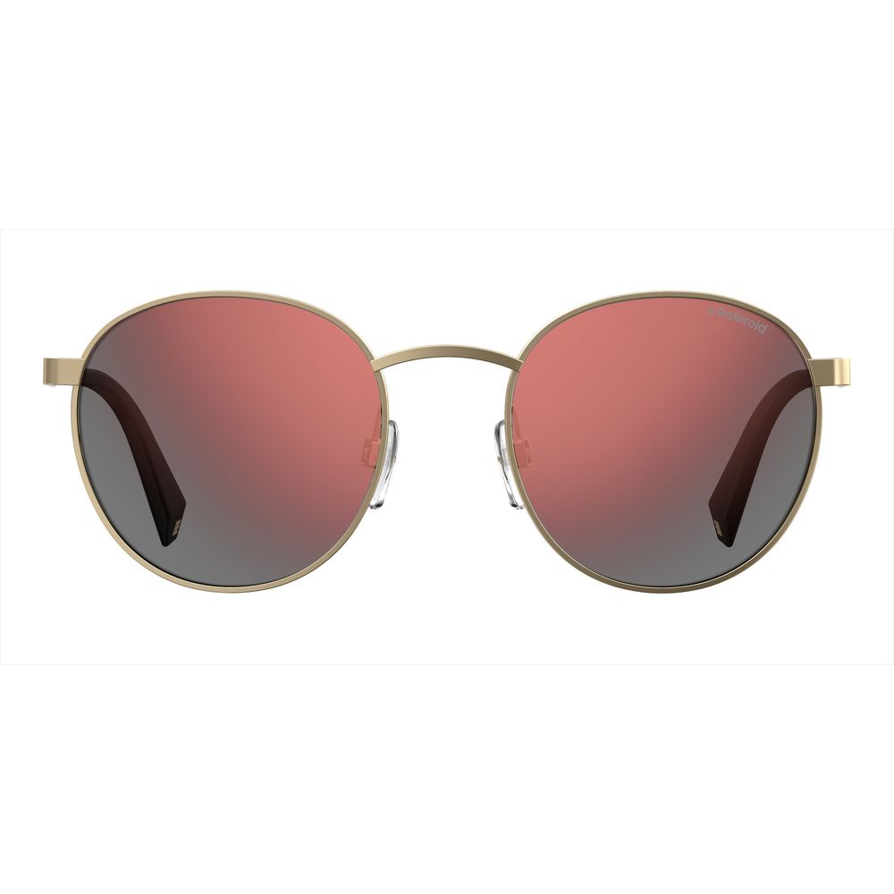 Polaroid Gold Metal Sunglasses Red Mirror Lenses