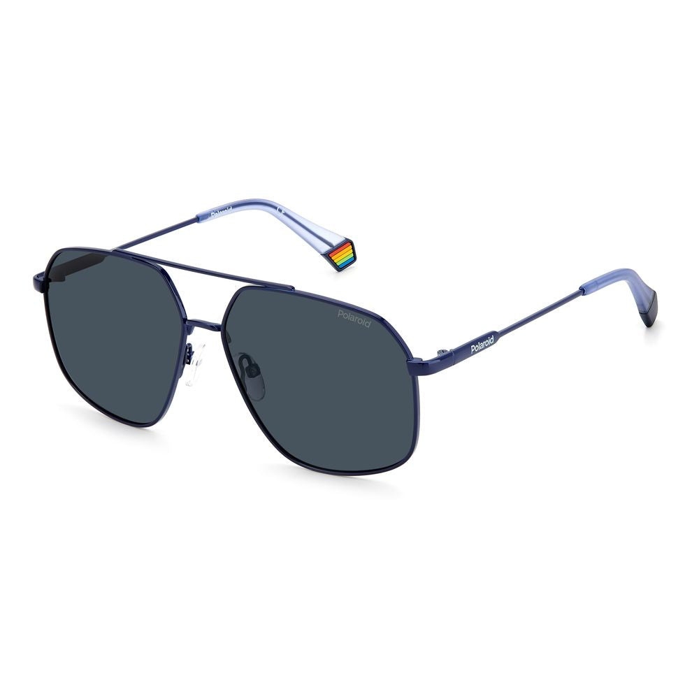 Polaroid Blue Stainless Steel Sunglasses for Timeless Elegance
