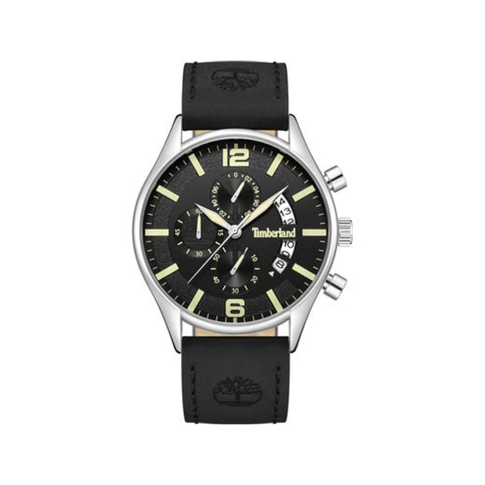 Timberland Black Leather Watch - Timeless Sophistication