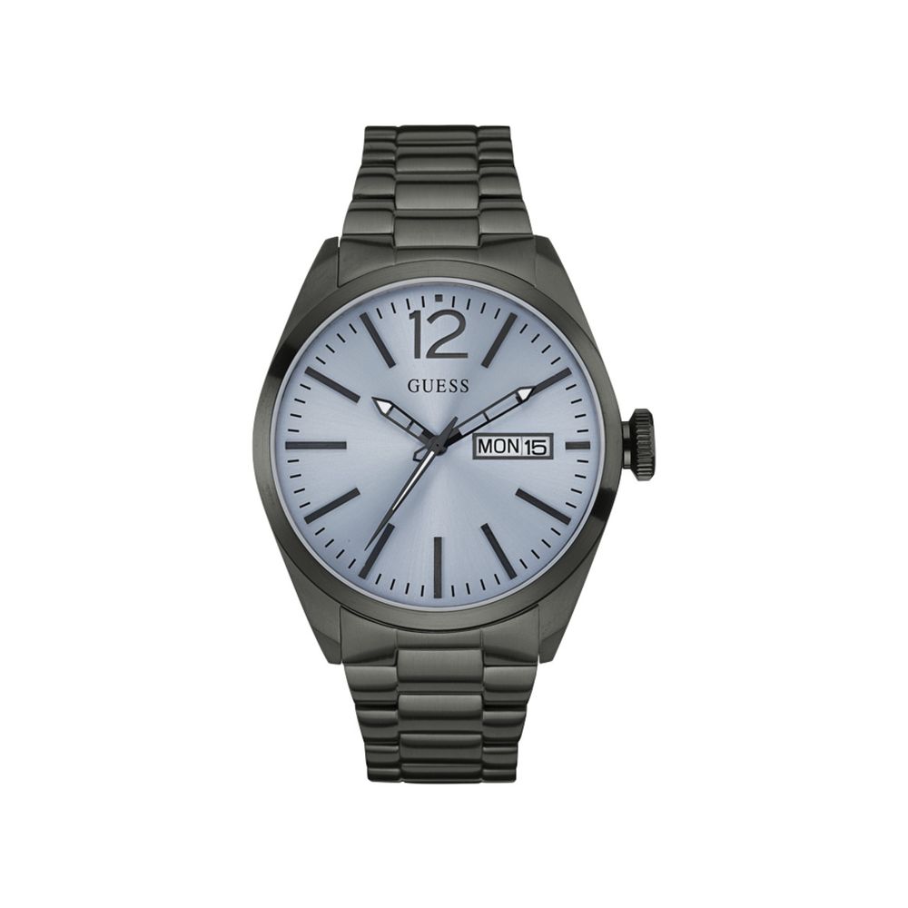 Guess Gray Steel Watch with Blue Dial and Gunmetal Finish