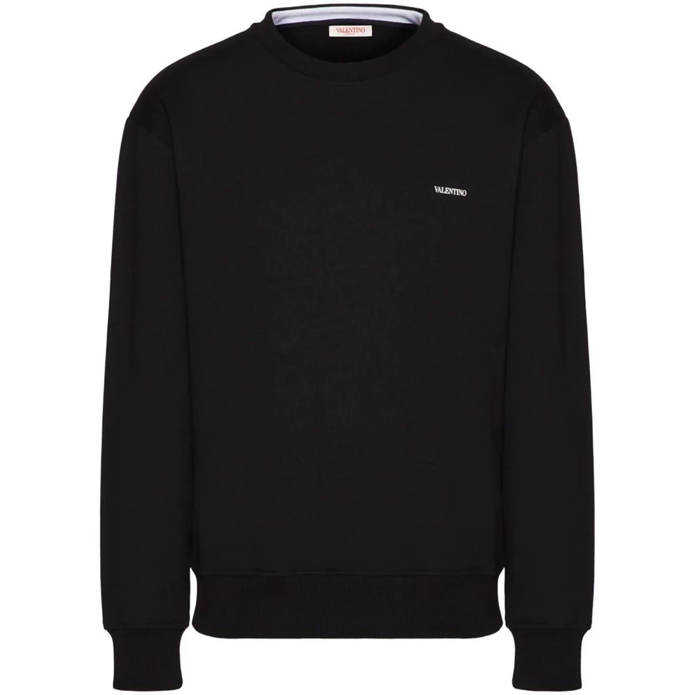 Valentino Black Cotton Sweater for Effortless Luxury Style