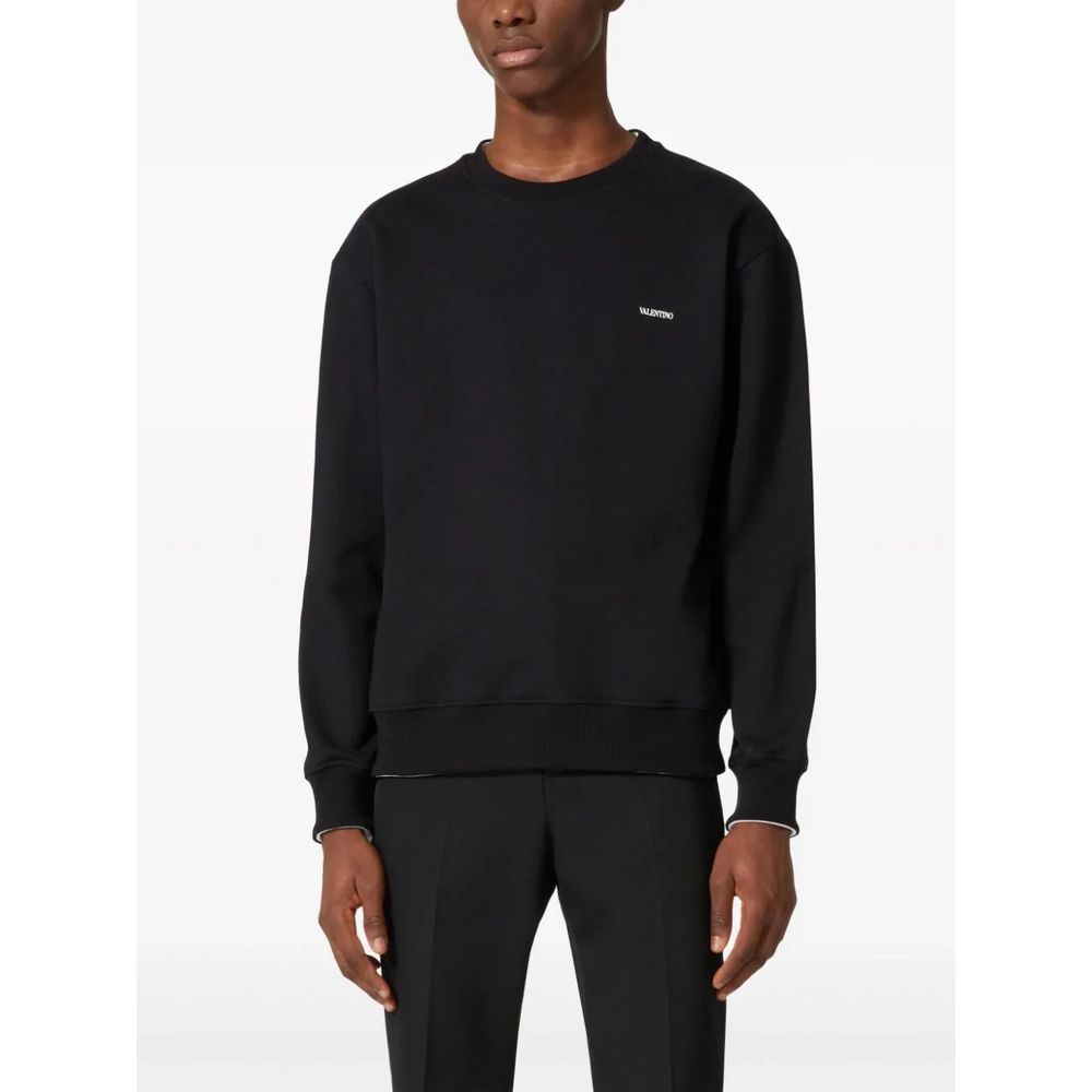 Valentino Black Cotton Sweater for Effortless Luxury Style