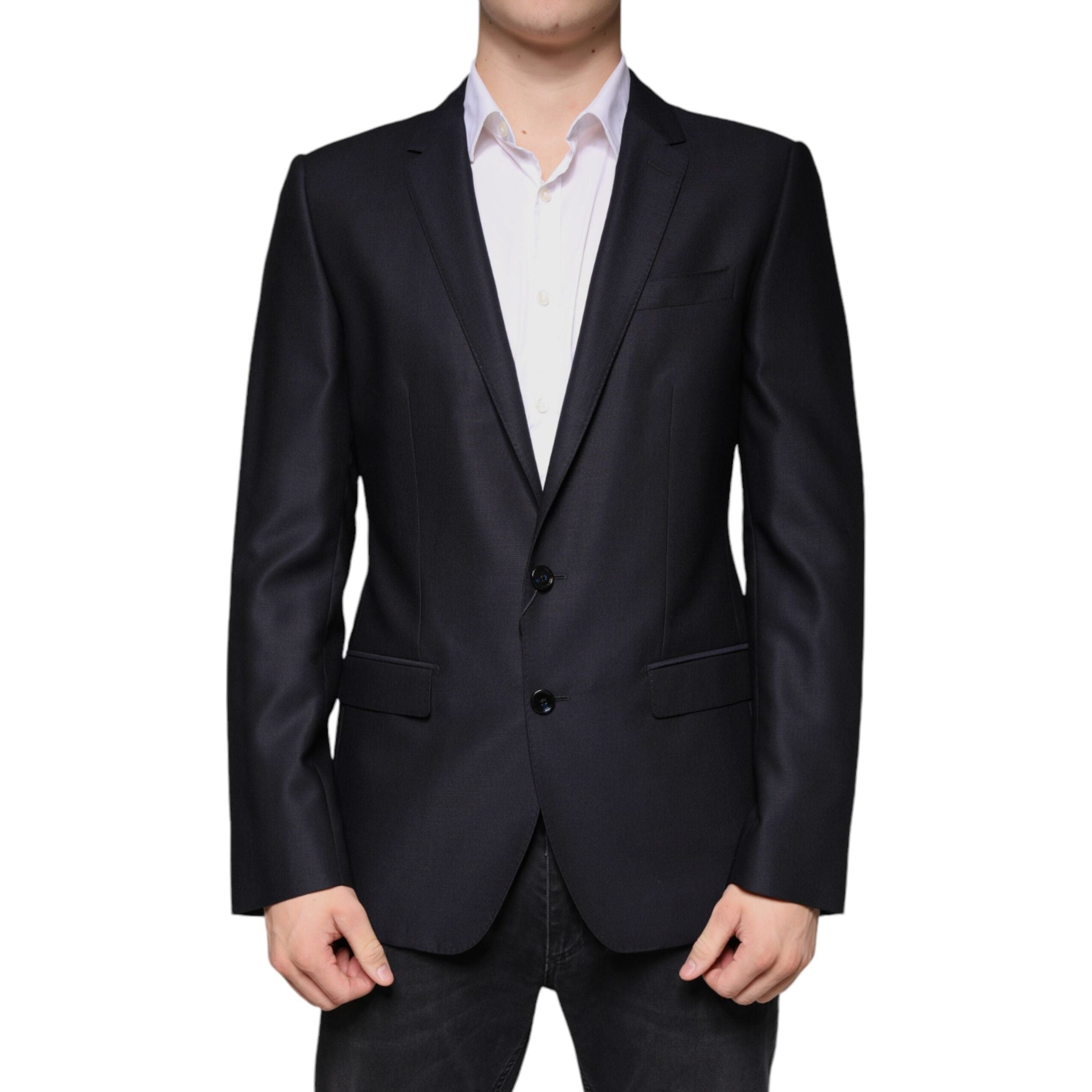 Dolce & Gabbana Dark Blue Wool Single Breasted Blazer