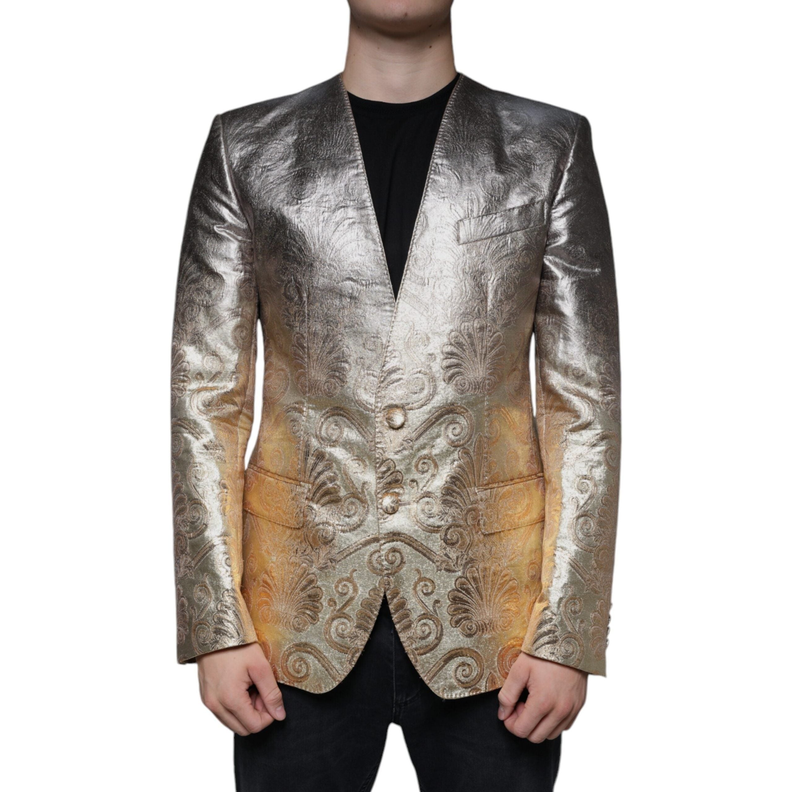 Dolce & Gabbana Gold Jacquard Dress Blazer