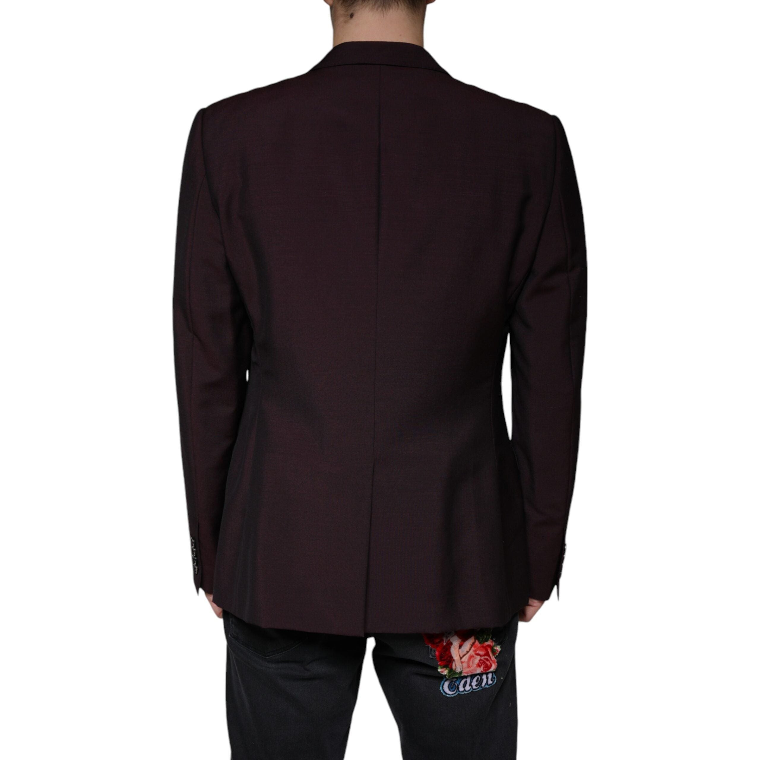Dolce & Gabbana Bordeaux Wool Single Breasted Dress Blazer