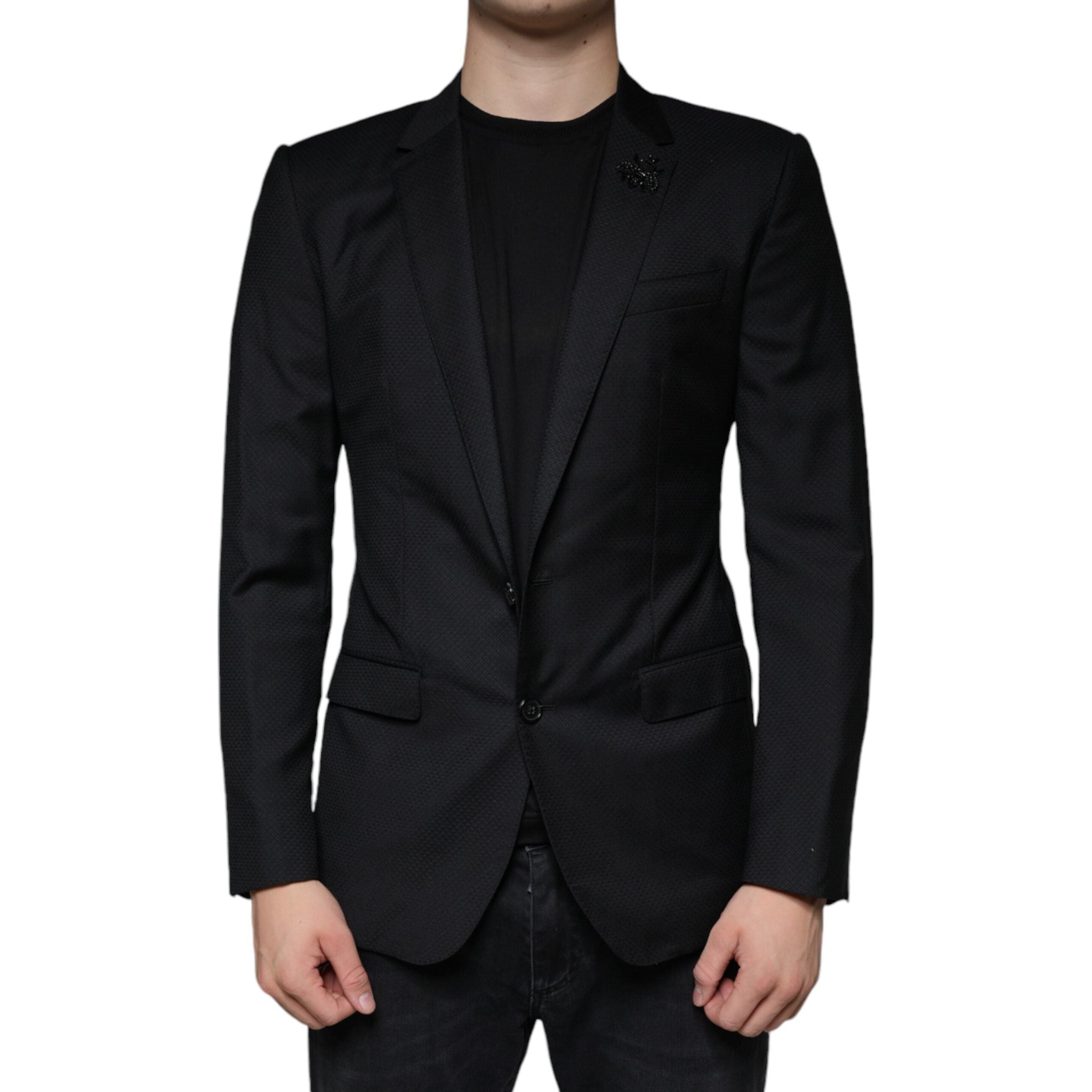 Dolce & Gabbana Black Virgin Wool Single Breasted Blazer
