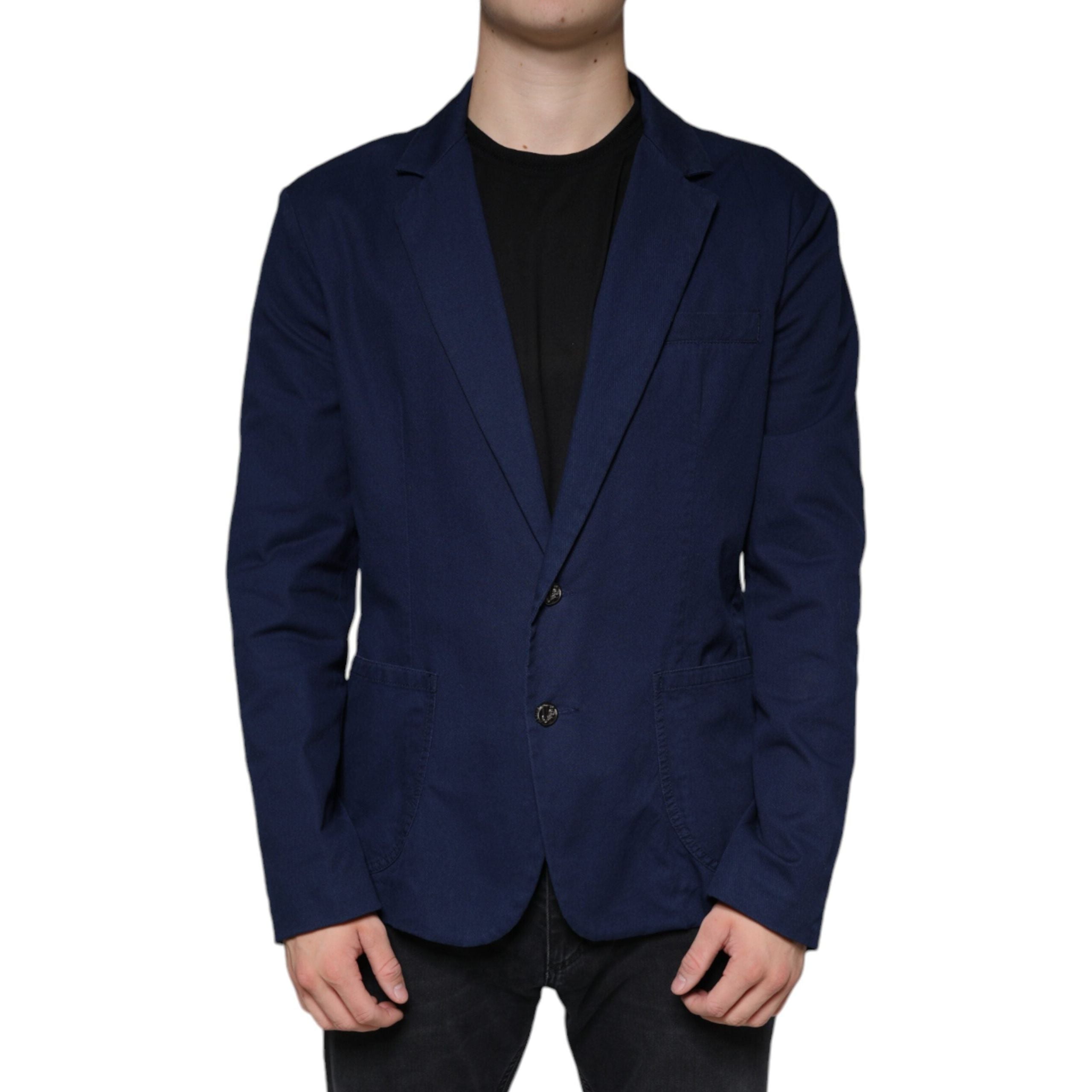 Dolce & Gabbana Blue Wool Notch Single Breasted Blazer