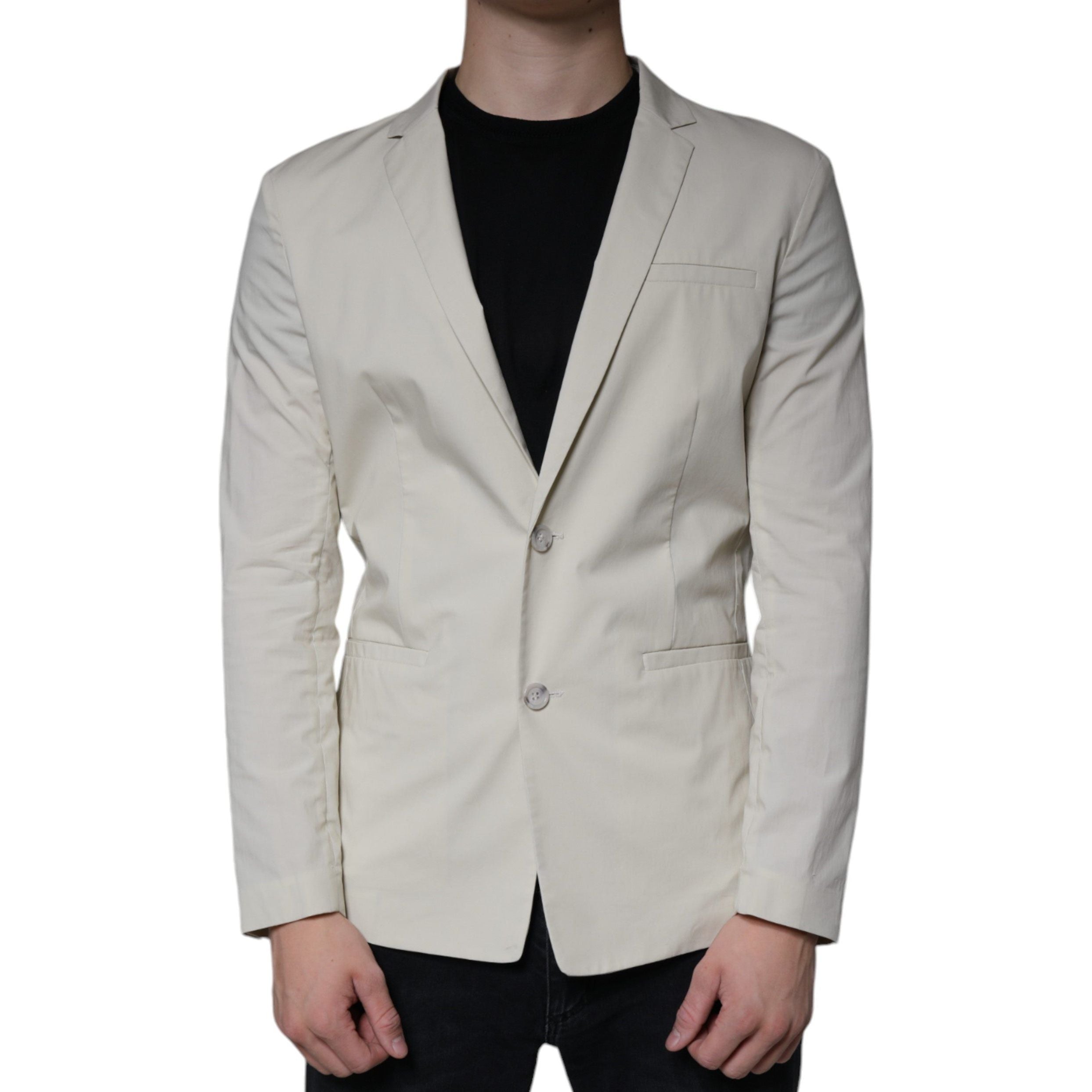 Paolo Pecora Milano Beige Cotton Single Breasted Blazer