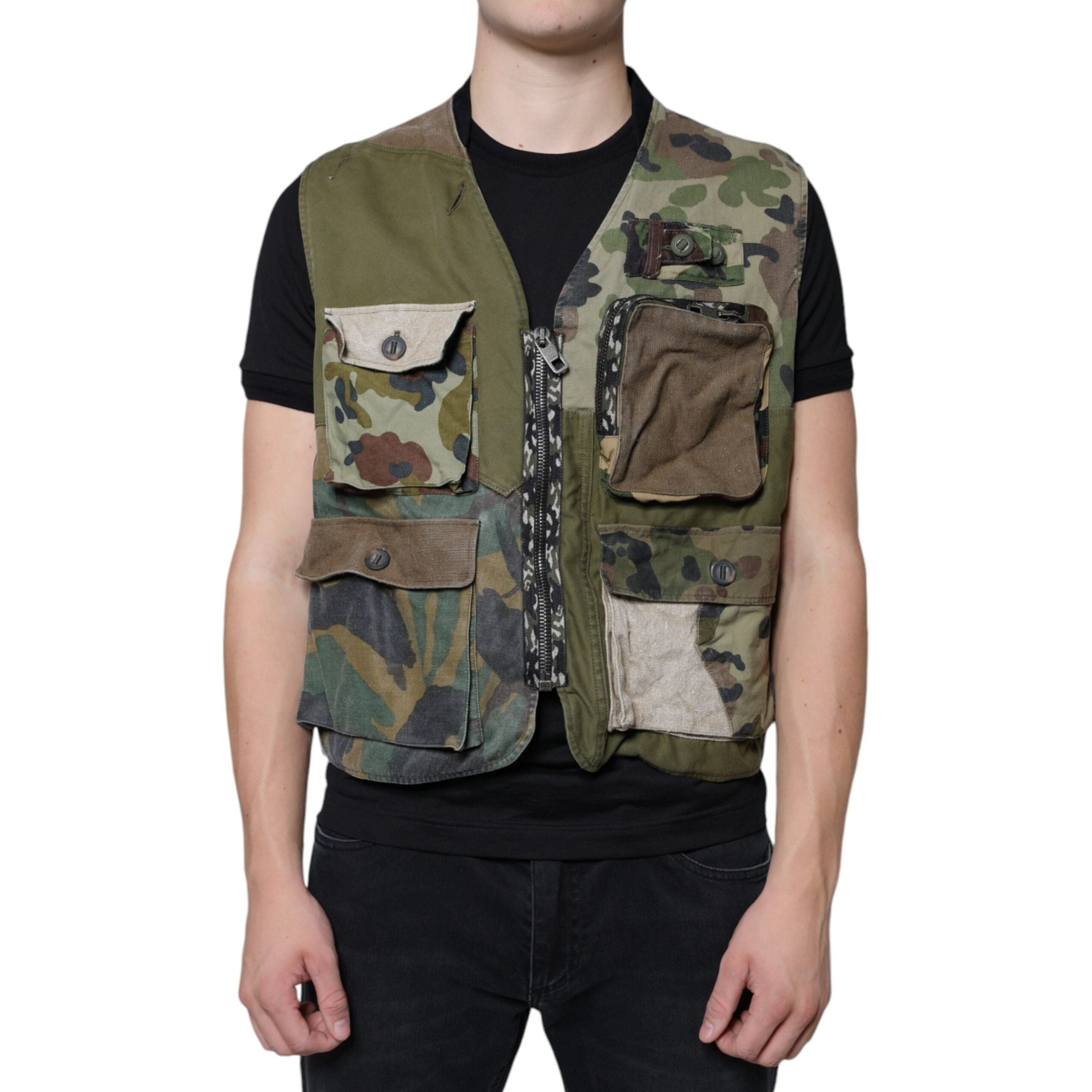 Dolce & Gabbana Multicolor Cotton Patchwork Vest Jacket