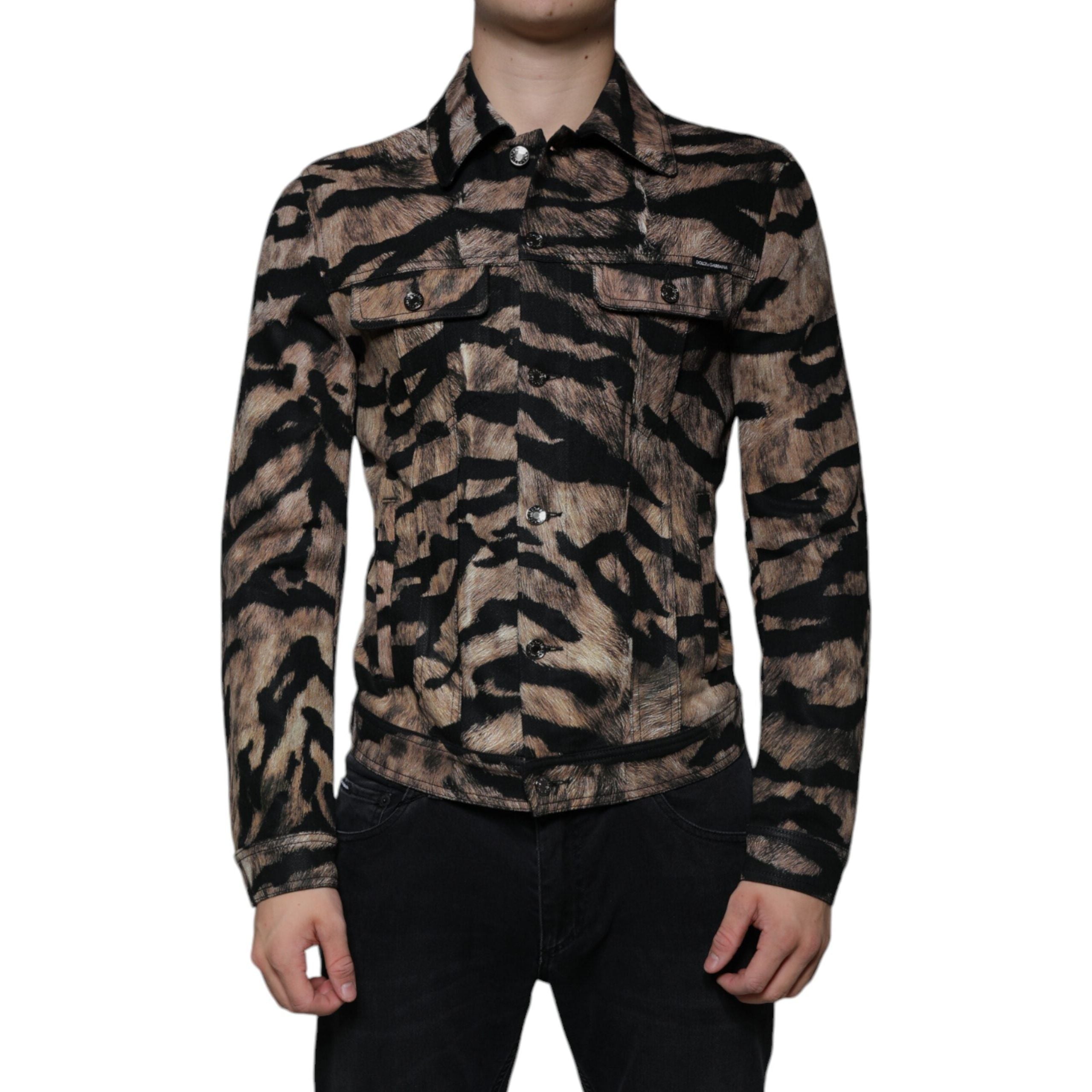 Dolce & Gabbana Brown Cotton Button Down Collared Jacket