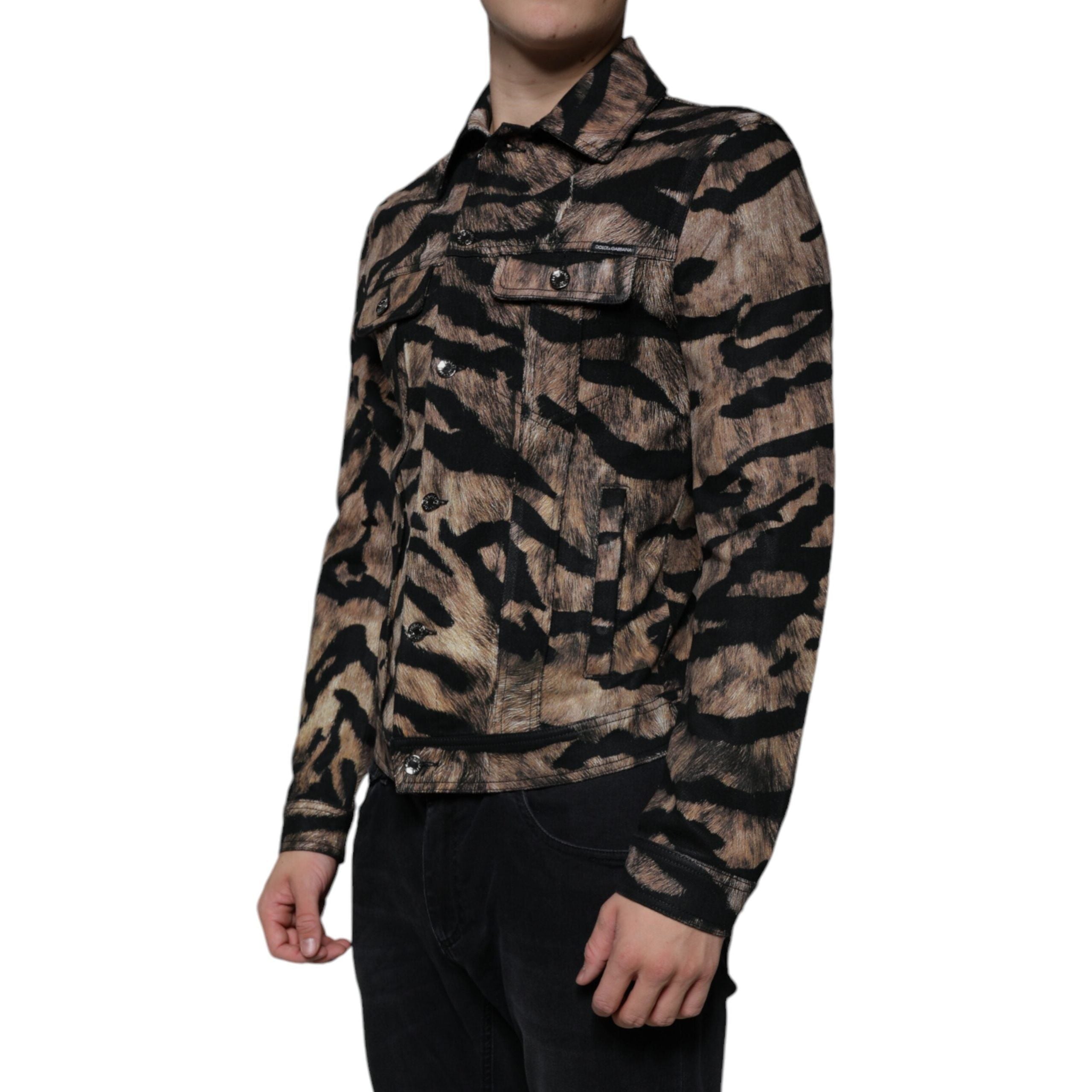 Dolce & Gabbana Brown Cotton Button Down Collared Jacket