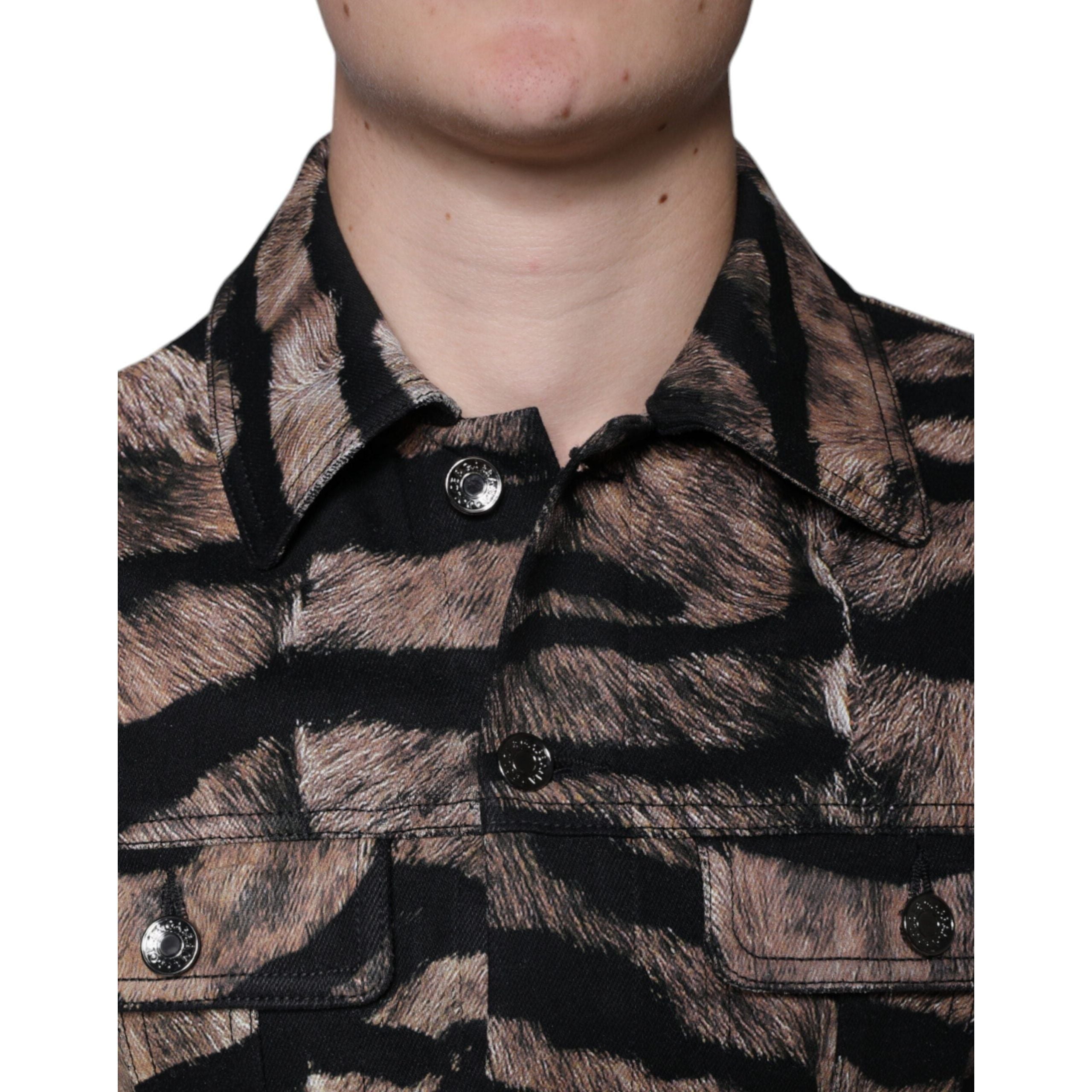 Dolce & Gabbana Brown Cotton Button Down Collared Jacket