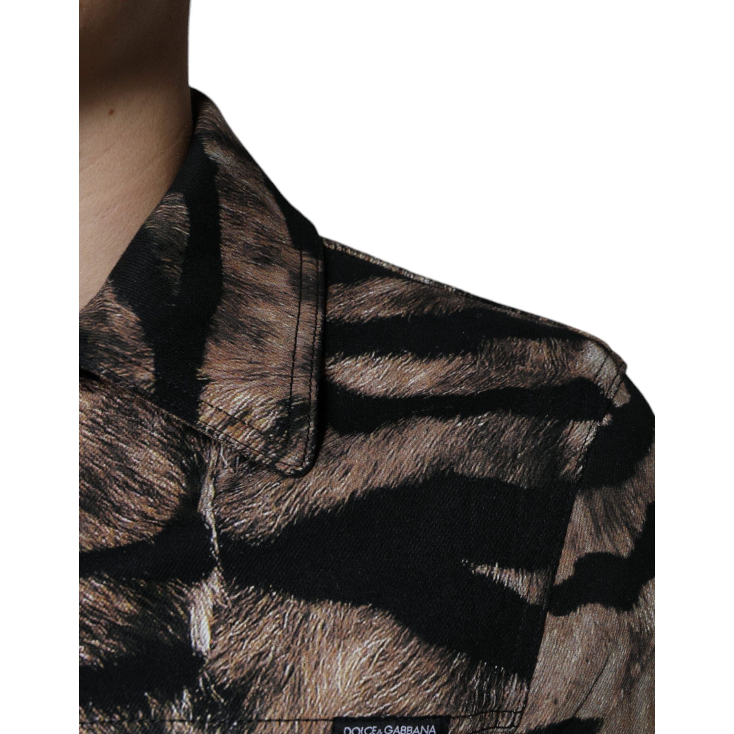 Dolce & Gabbana Brown Cotton Button Down Collared Jacket