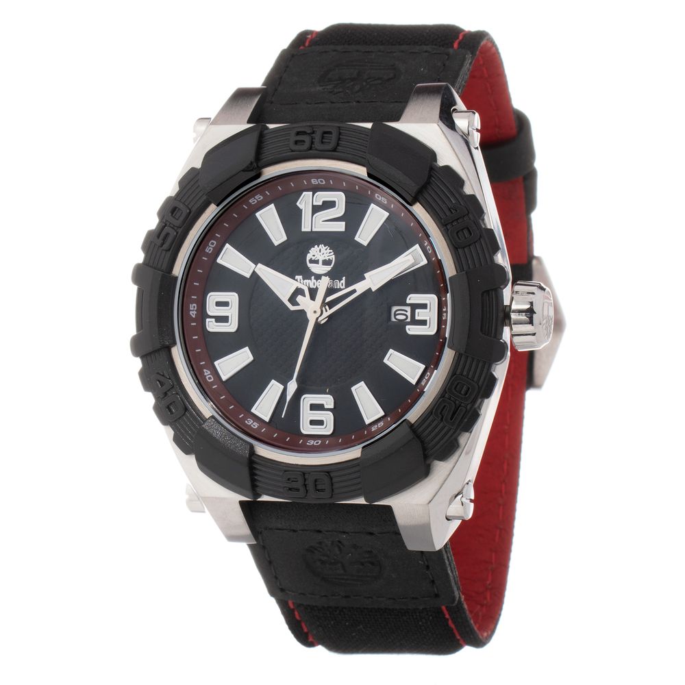 Timberland Black Leather Watch with Elegant Design