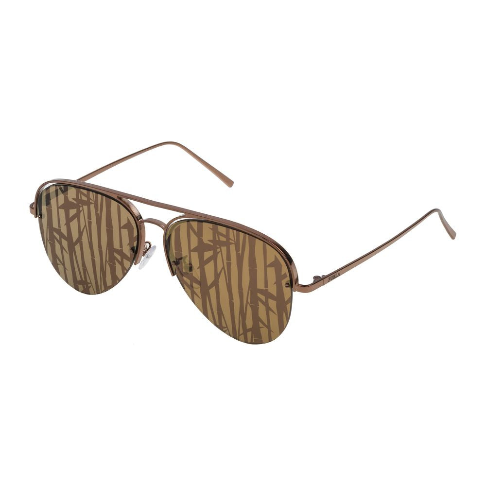 Furla Bronze Metal Sunglasses with Mirrored Brown Lenses