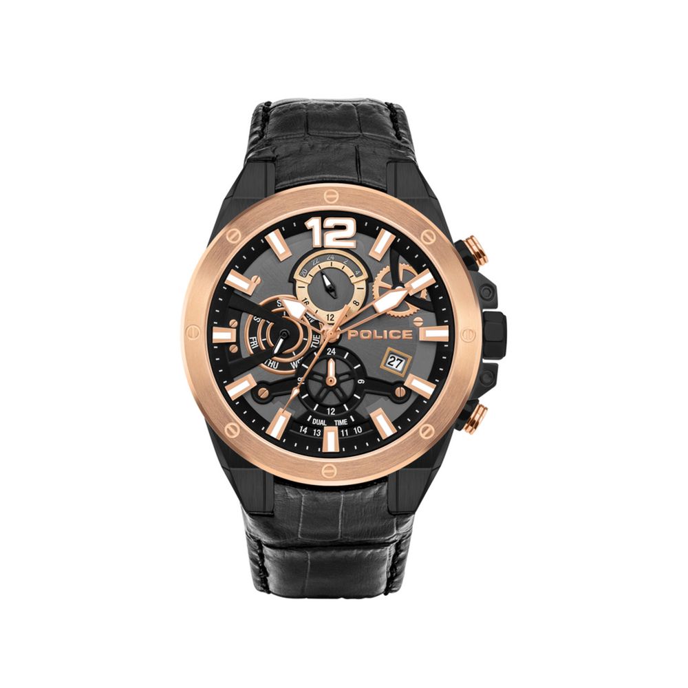 Police Black Leather Watch - Timeless Elegance Redefined