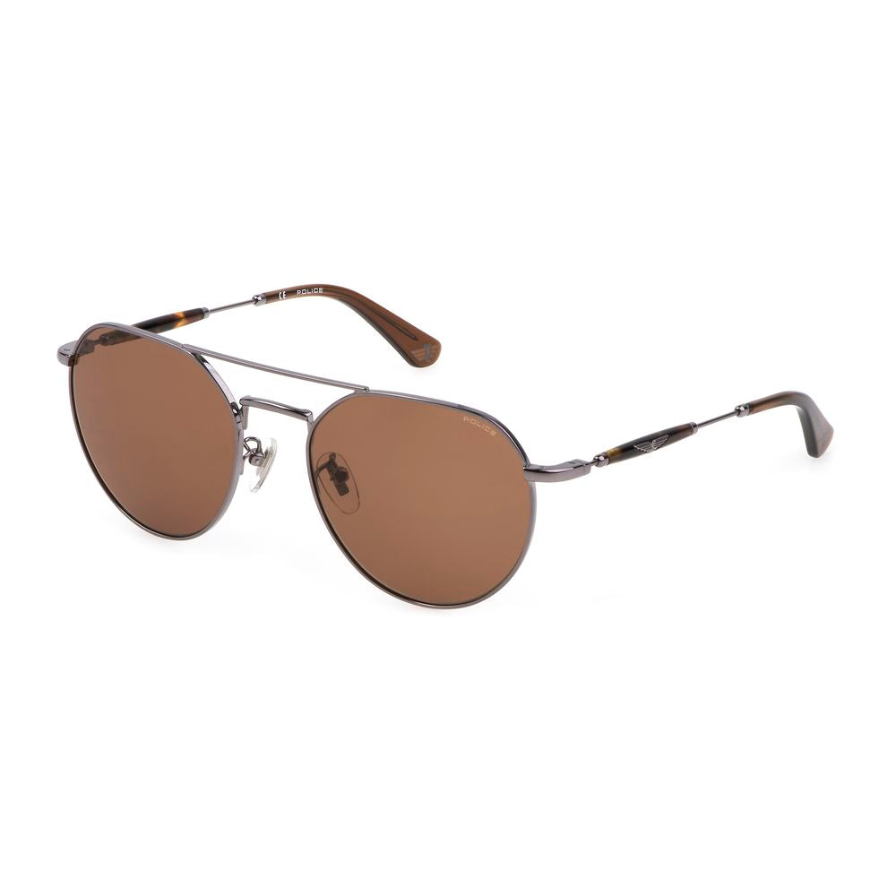 Police Gray Metal Sunglasses - Timeless Elegance Redefined