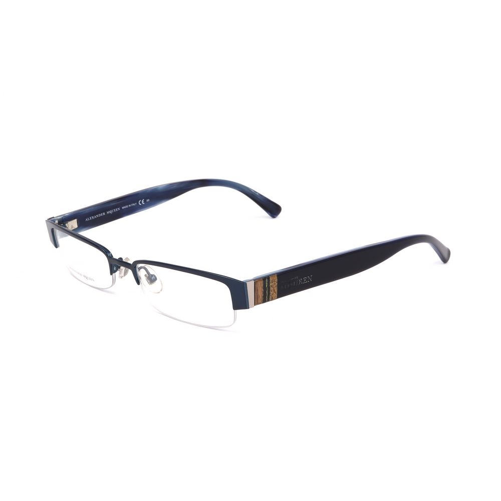 Alexander McQueen Blue Metal Frames for Effortless Elegance