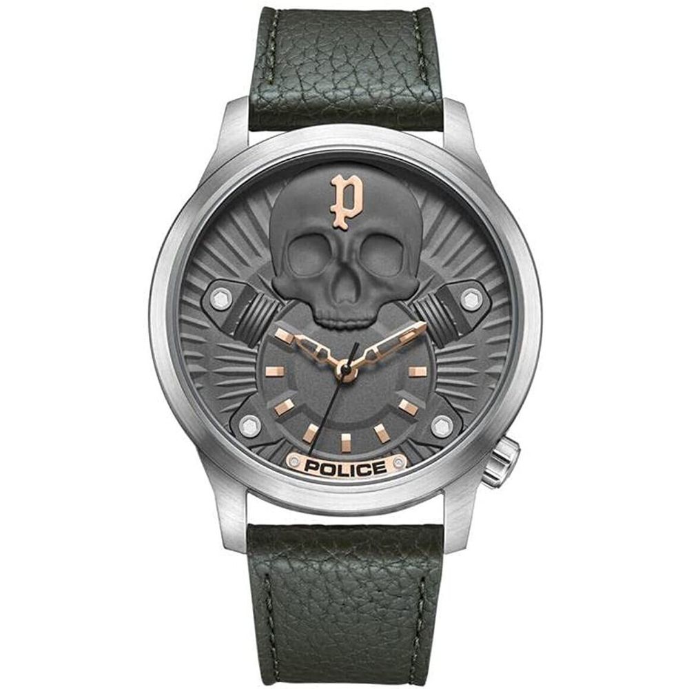 Police Green Leather Watch - Sophisticated Timepiece for Elegance