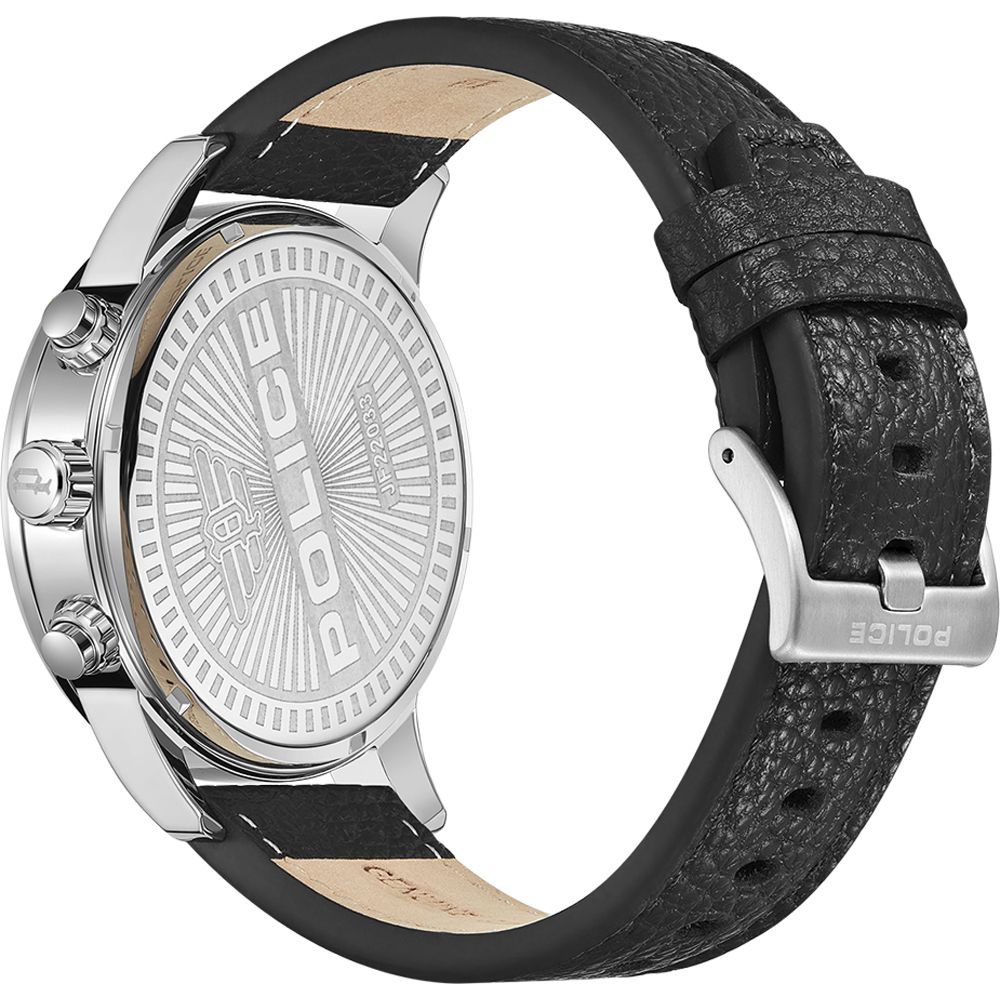 Police Black Leather Watch with Green Dial Elegance