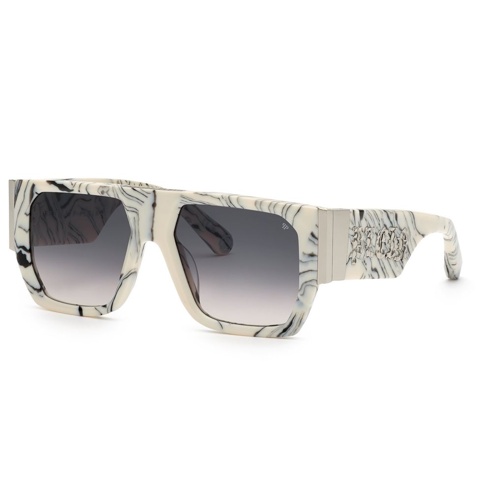 Philipp Plein White Acetate Sunglasses for Elevated Style