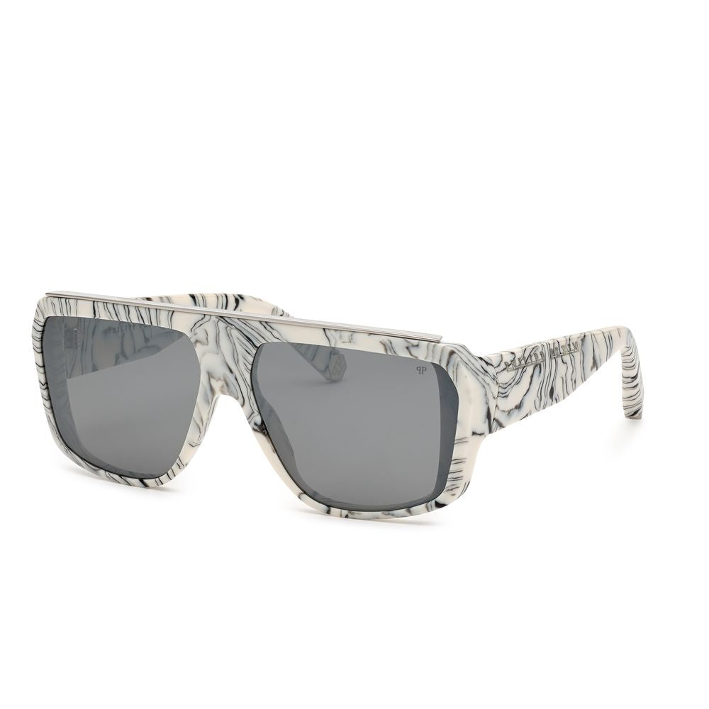 Philipp Plein White Injected Sunglasses for Timeless Elegance