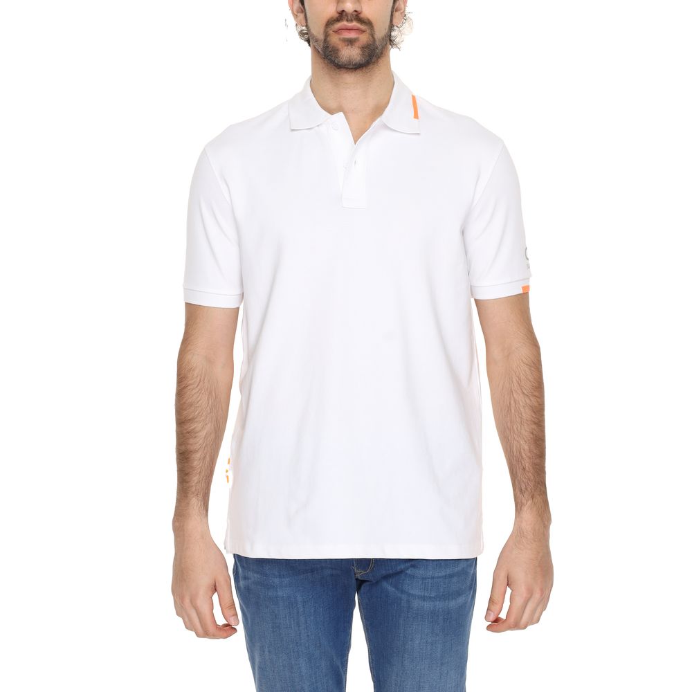 Suns White Cotton Polo Shirt for Elevated Casual Elegance