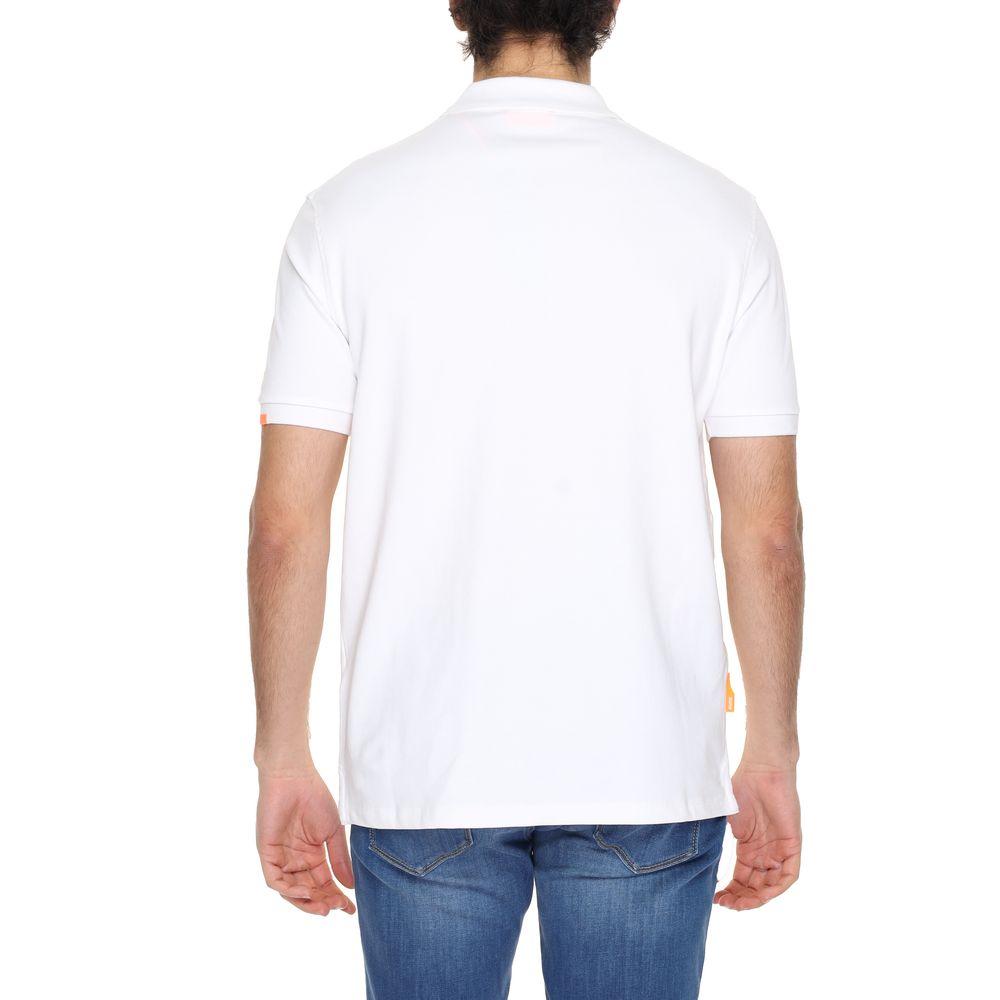 Suns White Cotton Polo Shirt for Elevated Casual Elegance