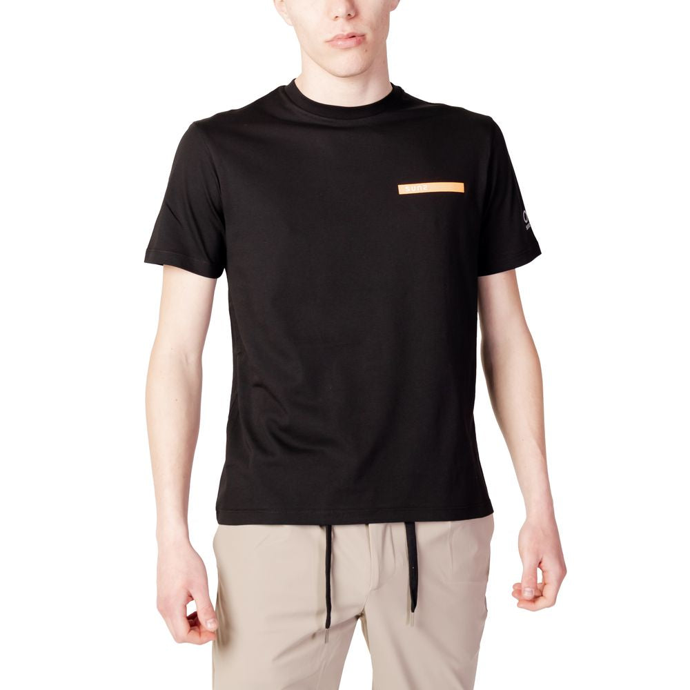 Suns Black Cotton T-Shirt for Elevated Everyday Elegance