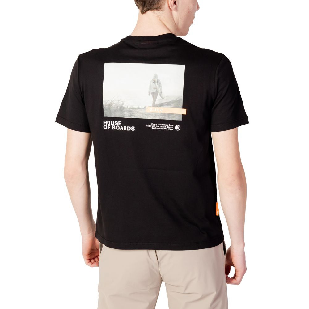 Suns Black Cotton T-Shirt for Elevated Everyday Elegance