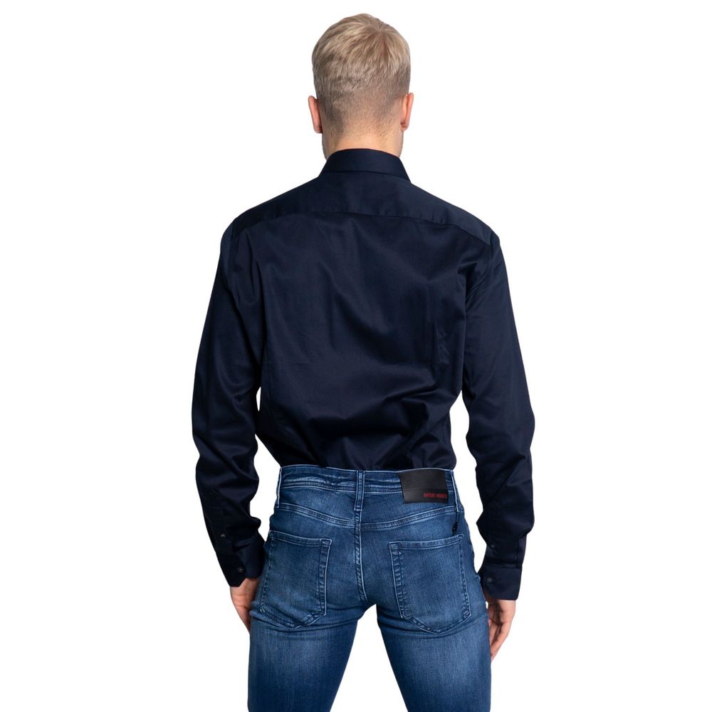 Armani Exchange Blue Cotton Shirt for Effortless Elegance