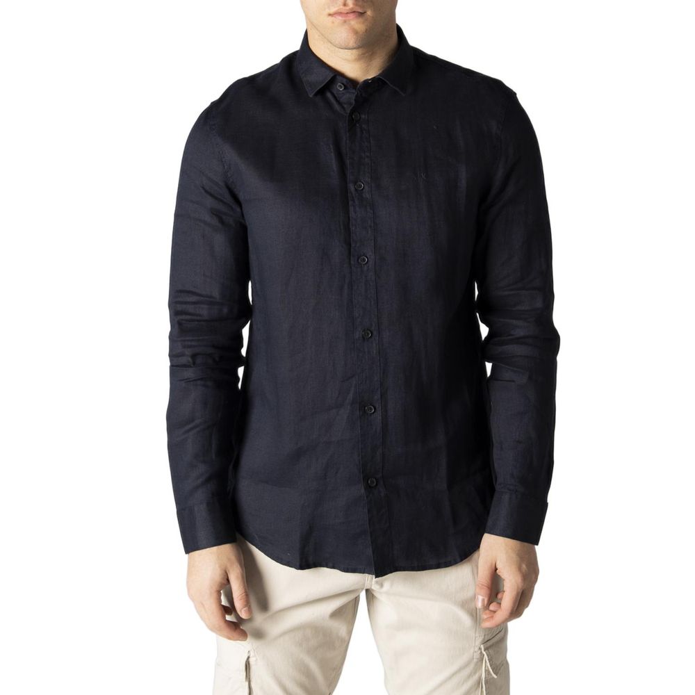 Armani Exchange Blue Linen Shirt for Effortless Elegance