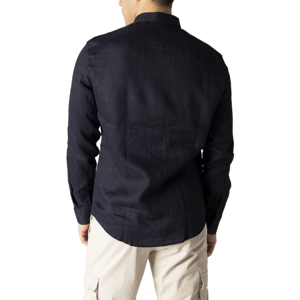 Armani Exchange Blue Linen Shirt for Effortless Elegance