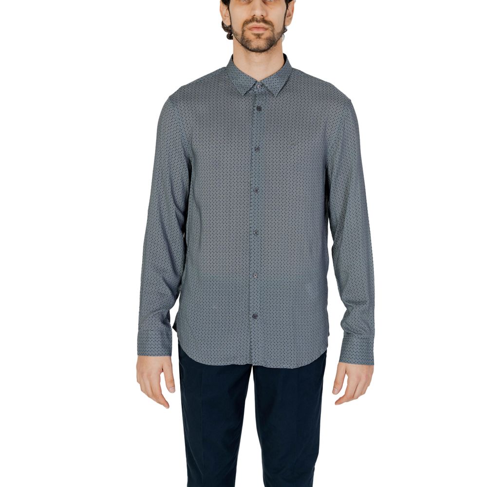 Armani Exchange Gray Viscose Shirt for Timeless Elegance