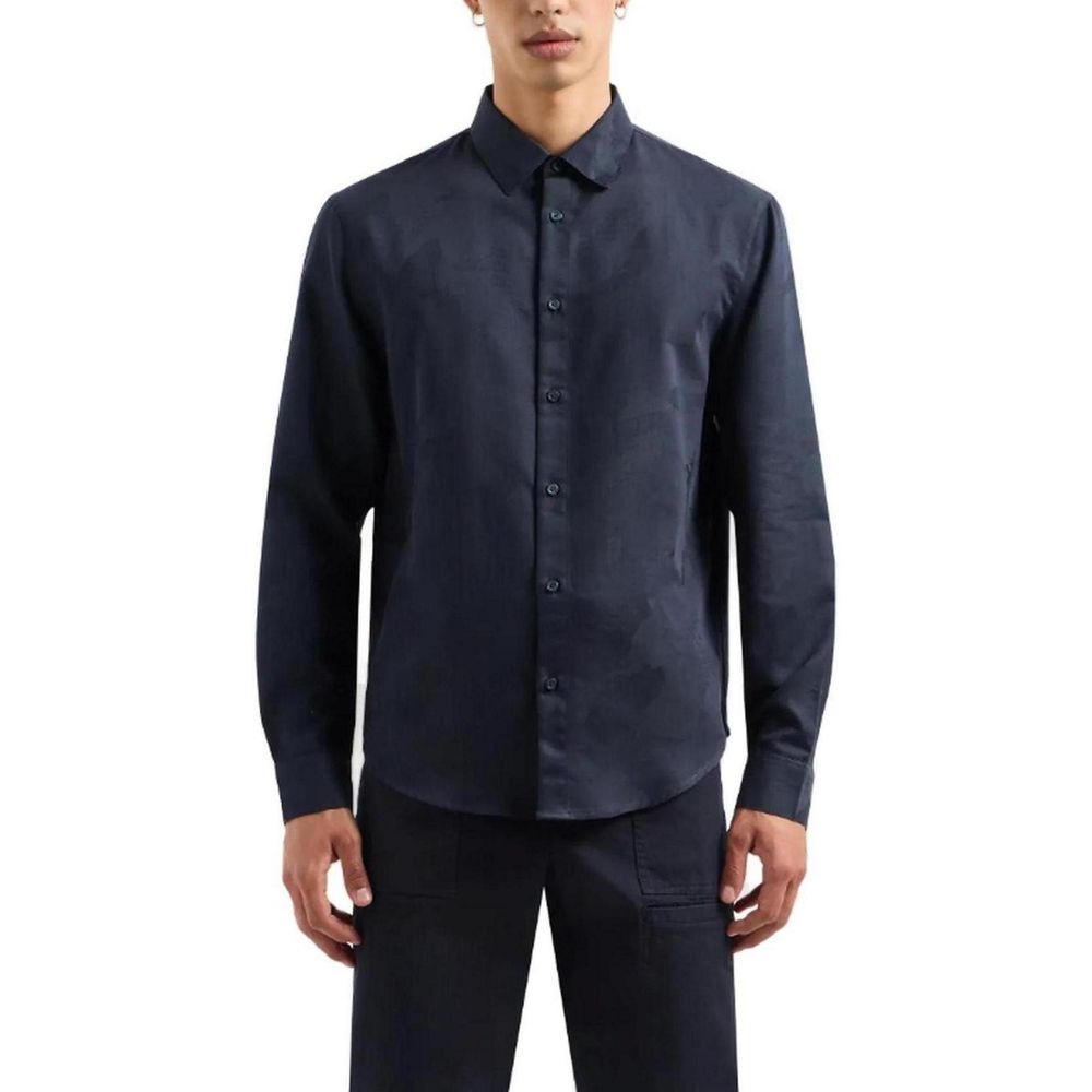 Armani Exchange Blue Cotton Shirt for Elevated Style
