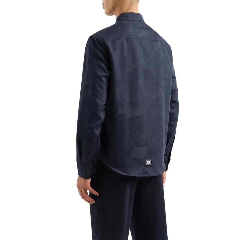 Armani Exchange Blue Cotton Shirt for Elevated Style