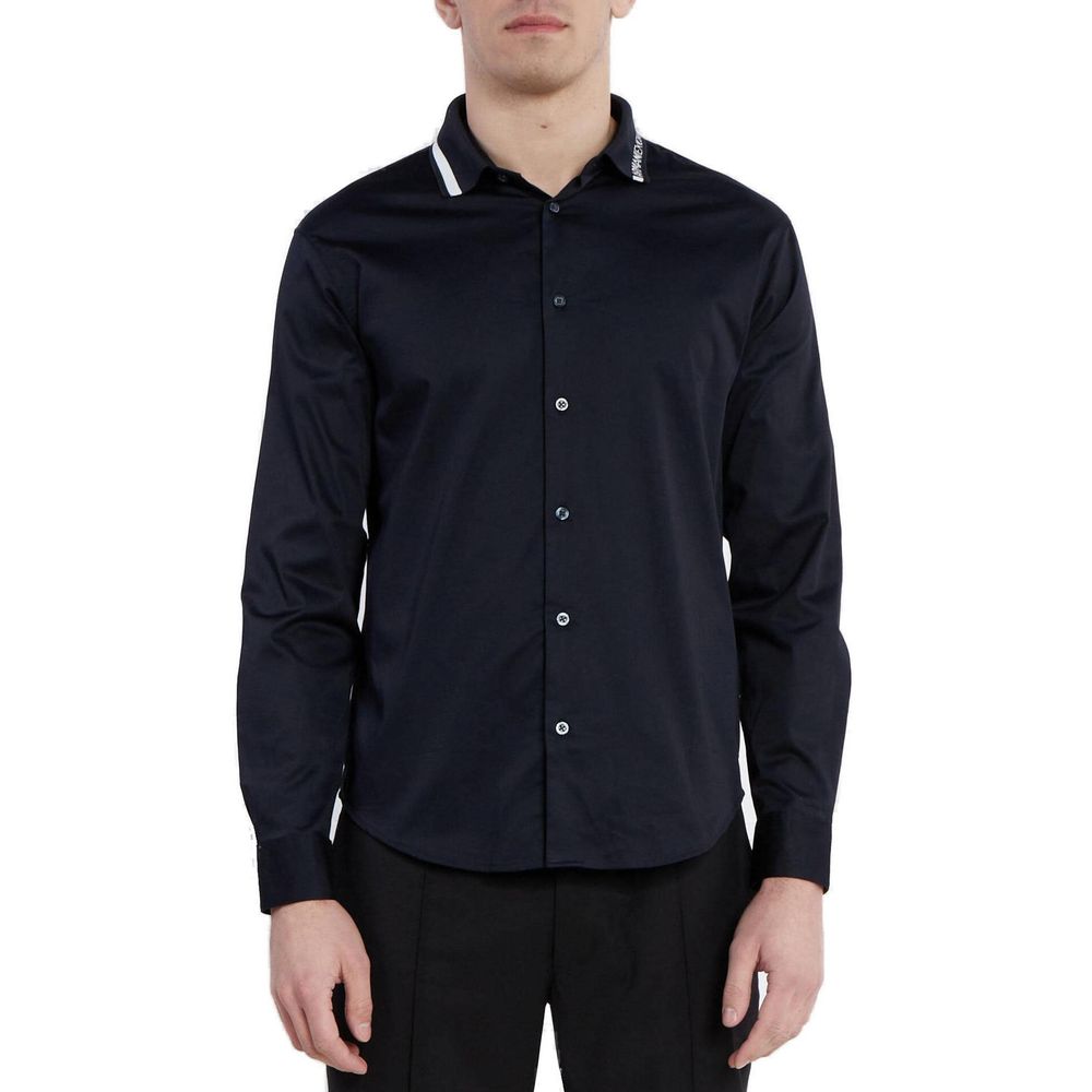Armani Exchange Blue Cotton Shirt for Effortless Sophistication