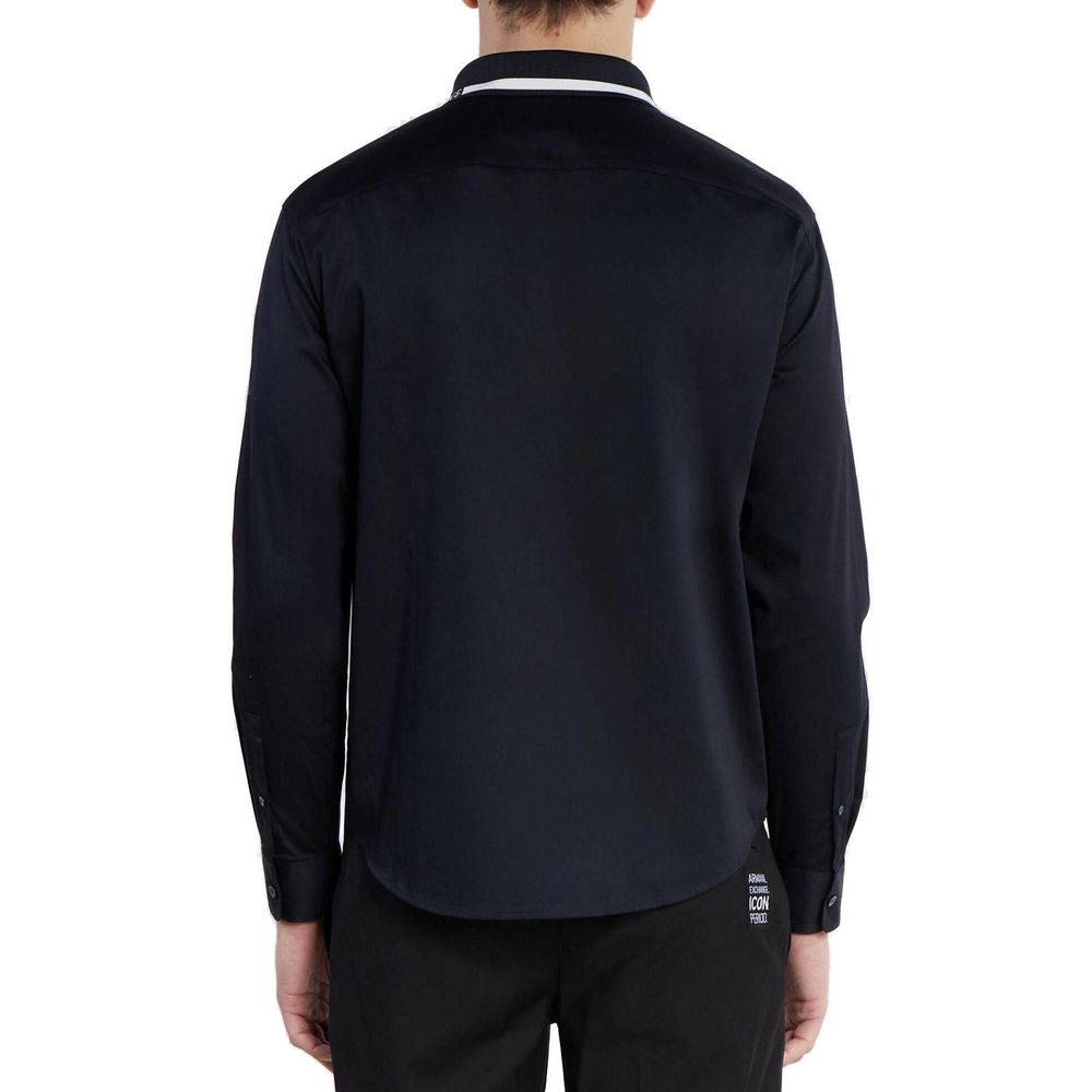 Armani Exchange Blue Cotton Shirt for Effortless Sophistication